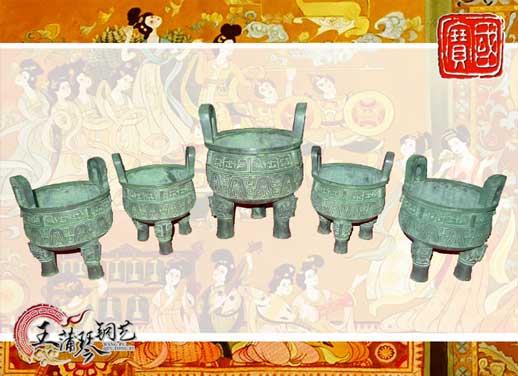 銅鼎，銅五鼎，中國鼎，佛像用鼎